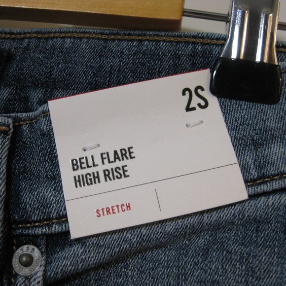 NWT Express blue high rise bell flare jeans 2 S short - Picture 3 of 8
